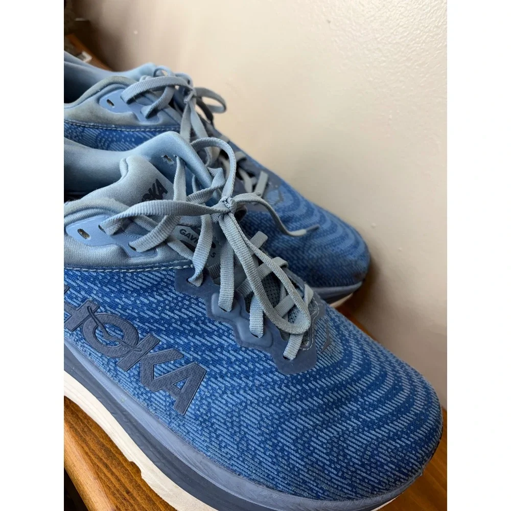 Hoka Gaviota 5 Mens Running Shoes Blue Stability Sneakers Green Accents